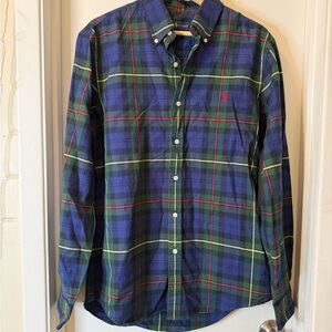 Ralph Lauren Men's Blue Multicolor Plaid Button Up Shirt